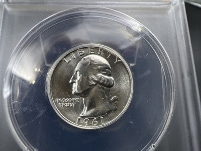 1961 D 25C Washington Quarter Silver Coin ANACS MS66 Gem BU #44