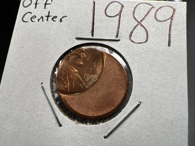 1989 1c Lincoln Memorial Cent Penny 50% Off Center BU UNC sk#3A