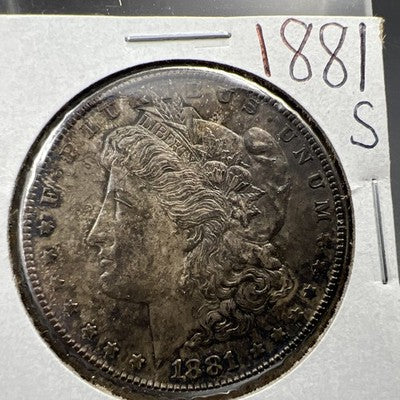 1881 S $1 Morgan Silver Dollar Coin CH BU Neat Toning Dark Toner
