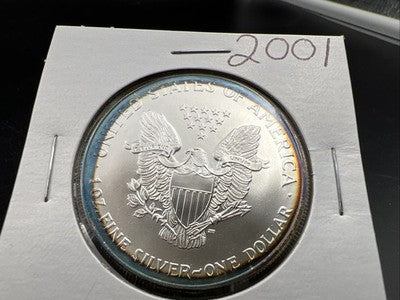 2001 1 Oz ASE American Silver Eagle Coin Gem BU UNC Halo Toning Toner SKU#B