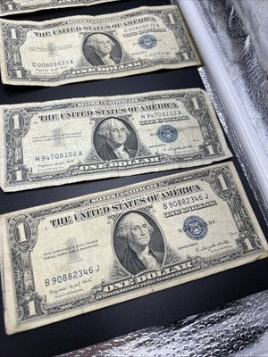 Lot of 10 1957 1935 $1 Dollar Silver Certificate Blue Seal Notes VG Circ #44