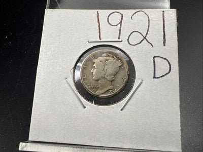 1921 D 10c Mercury Silver Dime Coin CH AG About Good Semi Key Date
