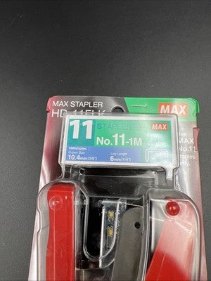 HD-11FLK Max Flat Clinch Stapler for 2x2 Coin Flips Stapler Red Hand Size New