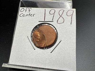 1989 1c Lincoln Memorial Cent Penny 65% Off Center BU UNC sk#3B