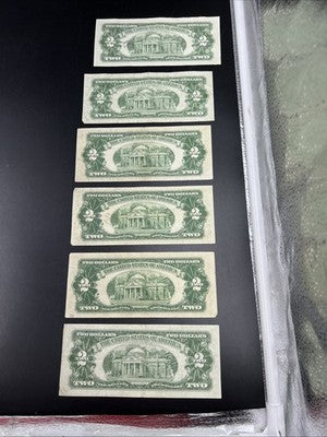 6 Note Set 1953 + ABC & 1963 & A $2 Two Dollar USN Legal Tender Red Seal Set #65