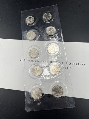 2011 P & D US Mint America the Beautiful Uncirculated 10 Coin ATB BU Quarter Set
