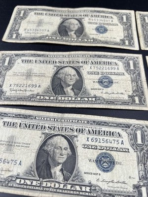 Lot of 10 1957 $1 One Dollar Silver Certificate Blue Seal Notes G / VG #373