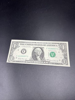 1969 $1 One Dollar FRN Federal Reserve Note UNC #807