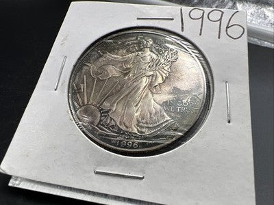 1996 1 Oz ASE American Silver Eagle Coin CH BU UNC Neat Toning Toner