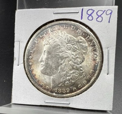 1889 P $1 Morgan Silver Dollar Coin CH BU Unc Neat Toning Toner
