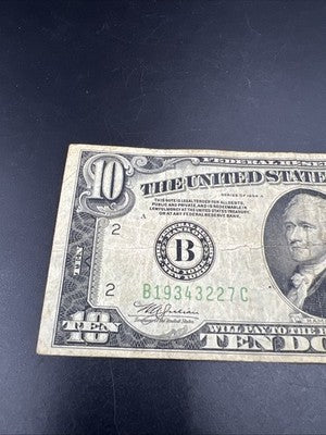 1934 A $10 FRN Ten Dollar Federal Reserve Note New York District VG Circ #227