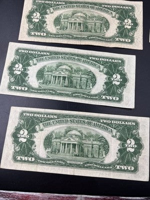 Lot of 10 1953 $2 USN Red Seal Legal Tender Bills VG Very Good + Circ #761