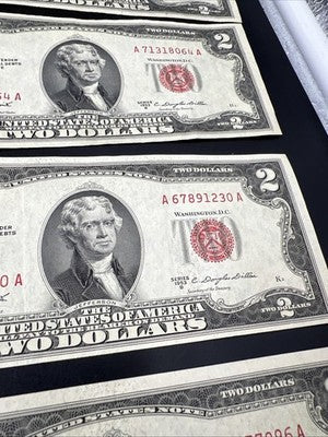 Lot of 5 1953 B $2 USN United States Notes CH VF Very Fine Circ #155