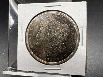 1921 $1 Morgan Silver Dollar Coin CH AU About UNC PQ Toning Toner Obverse SK#a