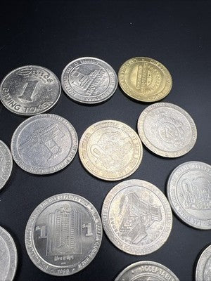 Lot of 20 $1 Casino Dollar Gaming Tokens Metal Circulated Conditions SKU#7543