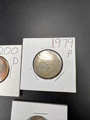 Toner Trio 2x 1979 SBA Susan B Anthony & 2000 D Sacagawea Dollar Coins BU UNC #A