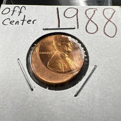 1988 1c Lincoln Memorial Cent Penny 40% Off Center Gem BU UNC SKU#AO