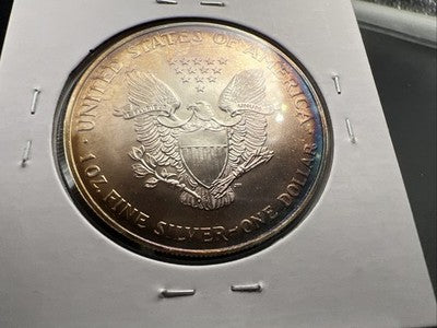 1995 1 Oz ASE American Silver Eagle Coin Gem BU Monster Toning Toner