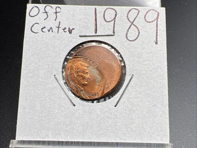 1989 1c Lincoln Memorial Cent Penny 45% Off Center BU UNC sk#3B