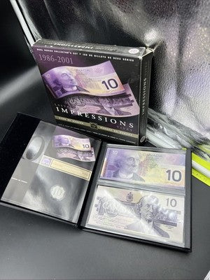 1986-2001 Lasting Impressions Collector's Set- Two Canada $10 Bank Notes