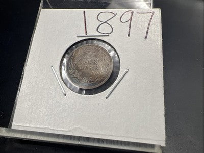 1897 10C Barber Silver Dime Coin VG Very Good Circ SK#a