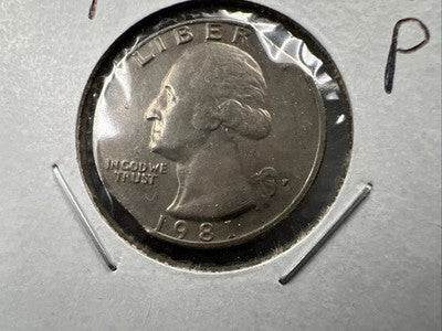 1981 P 25c Washington Quarter Coin Double Clipped Planchet Error