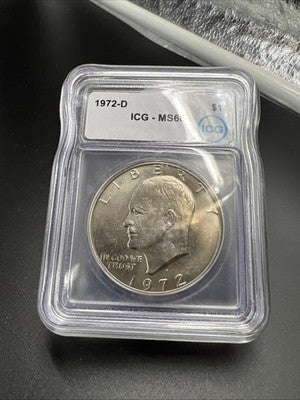 1972 D $1 Ike Eisenhower Clad Copper Nickel Dollar Coin ICG MS66 #607