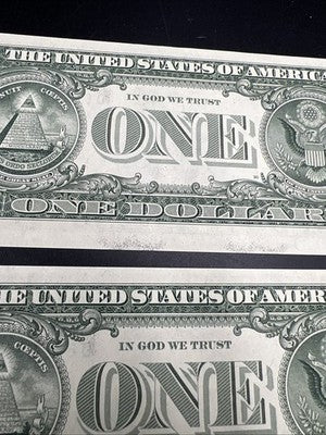 Lot Of 2 1988 A $1 FRN Same Block Federal Reserve Notes CH UNC #480