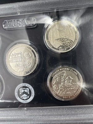 Lot of 2 Panels 2017 S Enhanced UNC ATB American The Beautiful Quarters 10 Coins