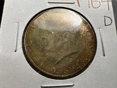 1964 D 50c Kennedy 90% Silver Half Dollar Coin BU NC Neat Toning Obverse SK#1