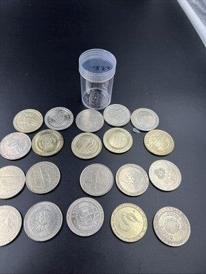 Lot of 20 $1 Casino Dollar Gaming Tokens Metal Circulated Conditions SKU#7522