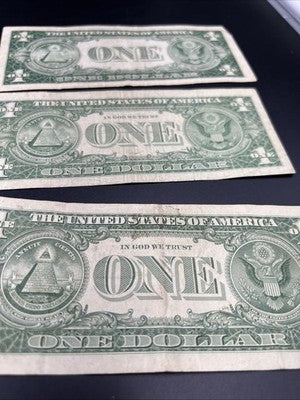 3 Note Lot 1935 $1 1957 * $1 & 1957 $1 Repeater Silver Certificates #88881