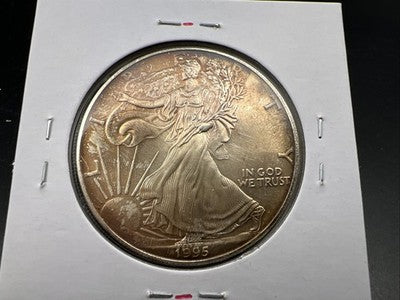 1995 1 Oz American Silver Eagle Coin Gem BU UNC Neat Toning Toner