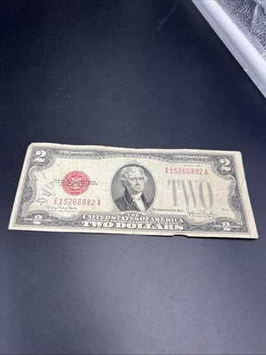 1928 G $2 Two Dollar Legal Tender United States Red Seal Note G / VG Circ #6688