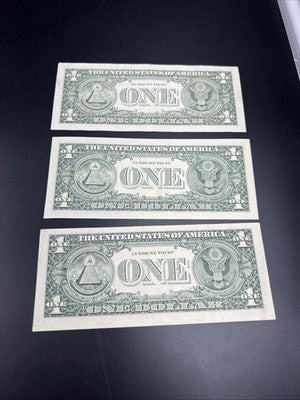 Lot of 3 XF EF 1988 $1 FRN Federal Reserve Notes #105