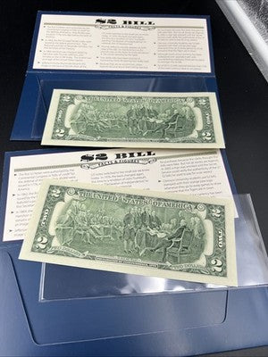 2 Consecutive 2017 $2 FRN Biden Harris Presidential Colorized UNC Two Dollars #5