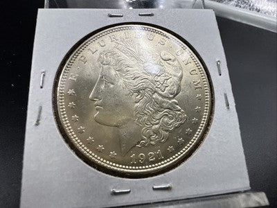 1921 P $1 Morgan Silver Dollar Coin Reverse Lamination Error BU UNC