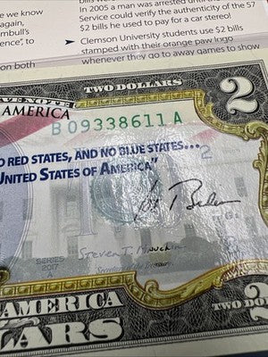 2 Consecutive 2017 $2 FRN Biden Harris Presidential Colorized UNC Two Dollars #1