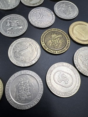 Lot of 20 $1 Casino Dollar Gaming Tokens Metal Circulated Conditions SKU#7534