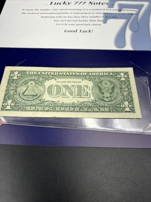 2009 $1 FRN Federal Reserve Note Lucky Serial Number 77735666 Fine Details