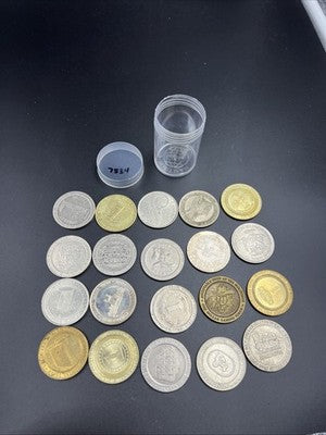 Lot of 20 $1 Casino Dollar Gaming Tokens Metal Circulated Conditions SKU#7534
