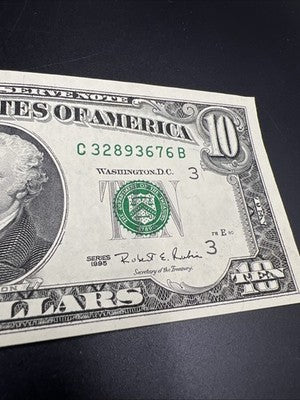 1995 $10 FRN Federal Reserve Note AU About UNC #76