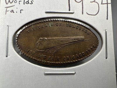 1934 Chicago World's Fair Elongated Cent The Train of Tomorrow XF EF Extra Fine
