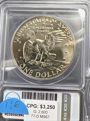 1977 D $1 Ike Eisenhower Clad Copper Nickel Dollar Coin ICG MS67 #26