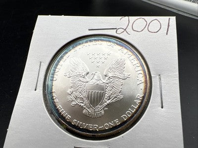 2001 1 Oz ASE American Silver Eagle Coin Gem BU UNC Halo Toning Toner SKU#A
