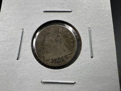 1854 with Arrows 10c Seated Liberty Silver Dime AG About Good Circ