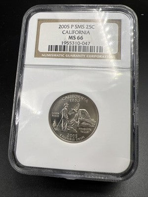 2005 P SMS 25c California State Statehood Quarter Coin MS66 NGC #047