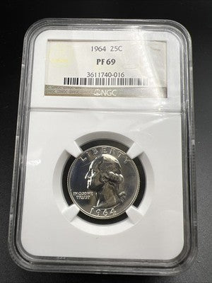1964 25c Washington Silver Quarter Coin NGC Brown Label PF69 #016