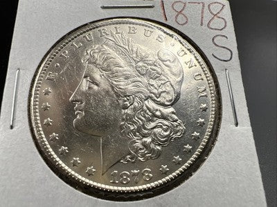 1878 S $1 Morgan Silver Dollar Coin AU Details Shiny Nice Look SK#A
