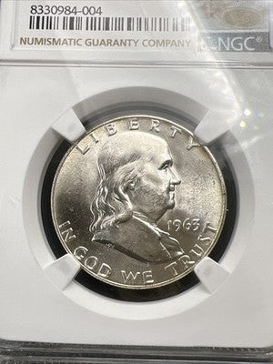 1963 D 50c Frankling Silver Half Dollar Coin NGC MS64 #004 CH BU Certified